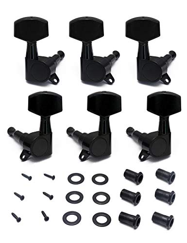 Metallor Sealed String Tuning Pegs Keys Machines Heads Tuners 3L 3R Electric Guitar Acoustic Guitar Parts Replacement Black.(Black)