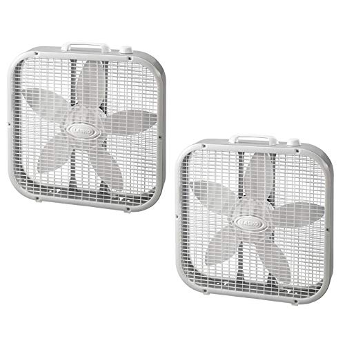 Lasko 20' Energy Efficient Basic Box Fan w/3 Speeds & Easy Carry Handle (2 Pack)