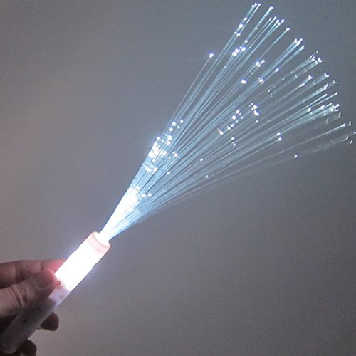 Glow Products Fiber Optic Wands (Box of 48) - Fiber Optic Wand with 3 Light Modes (White)