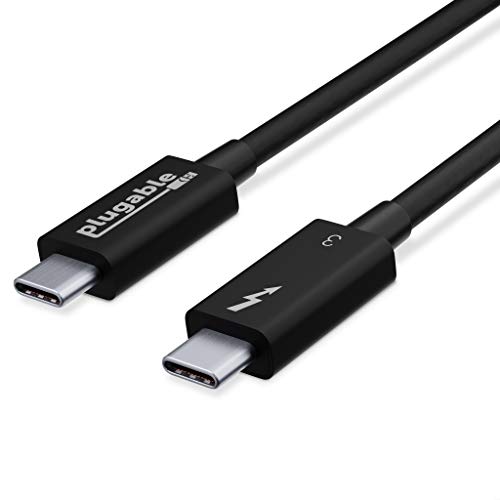 Plugable Thunderbolt 3 Cable 40Gbps Supports 100W (20V, 5A) Charging, 2.6ft / 0.8m USB C Compatible [Thunderbolt 3 Certified]