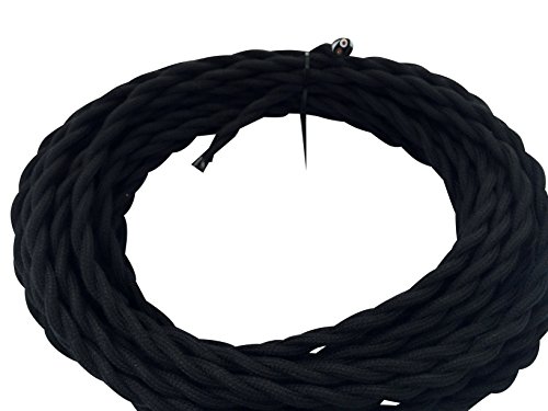 Black Twisted 18/2 Cotton Cloth Covered Cord - 25' Antique Wire - 18 Gauge 2 Conductor - 18/2 Vintage Cord - by Industrial Rewind