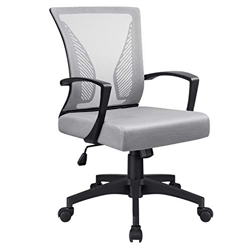 VICTONE Office Mid Back Mesh Chair Ergonomic Swivel Lumbar Support Desk Computer Chair (Grey)