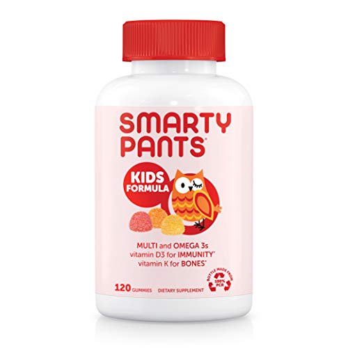 SmartyPants Kids Formula Daily Gummy Multivitamin: Vitamin C, D3, and Zinc for Immunity, Gluten Free, Omega 3 Fish Oil (DHA/EPA), , Vitamin B6, Methyl B12, 120 Count (30 Day Supply)
