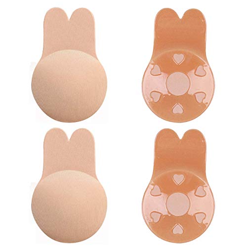 2 Pairs Sticky Bra Invisible Adhesive Backless Strapless Bra Reusable Push Up Lift Nipple Covers for Women