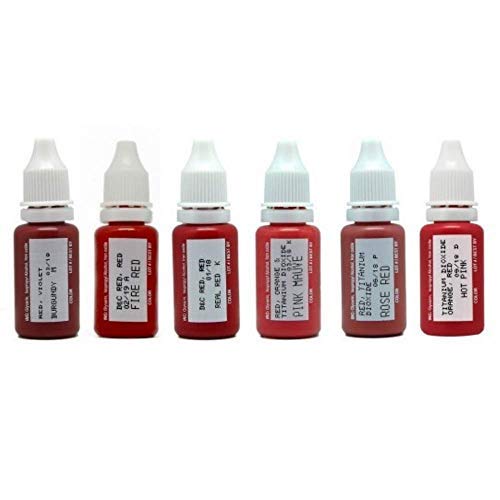 Microblading Pigment BIOTOUCH Permanent Makeup Pigment for LIPS 6-Bottle SET Cosmetic Tattoo Ink Microblading Supplies Microblading Colors 15 ml each