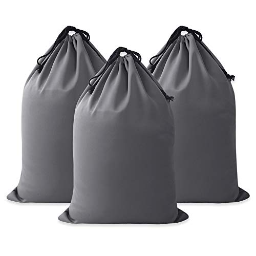 PONY DANCE Large Storage Bags - (Set of 3, 24 x 36 inch) Washable Cloth Pouch Durable Travel Organizer Durable Laundry Hamper Liner with Drawstring