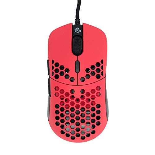 Gwolves Hati 2020 Edition Ultra Lightweight Honeycomb Design Wired Gaming Mouse 3360 Sensor - PTFE Skates - 6 Buttons - Only 61G (Faze Red)