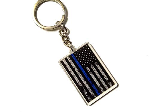 Thin Blue Line Keychain - Blue Lives Matter Keychain - Support Law Enforcement Keychain - Police Keychain