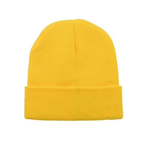 Zando Beanie for Men Women Cuffed Cap Soft Slouchy Beanie Winter Knit Hats Fisherman Beanie Skull Cap Unisex Daliy Beanie Cancer Headwear Yellow One Size