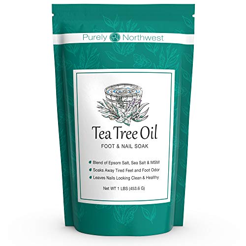 Tea Tree Oil Foot Soak with Epsom Salt - Made in USA, Alleviate Toenail Fungus, Athlete's Foot and Stinky Foot Odors. Softens Dry Calloused Heels, Leaving Feet Feeling Soft, Clean and Healthy -16oz