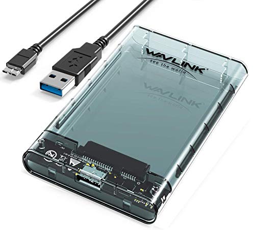 WAVLINK USB 3.0 to SATA External Hard Drive Enclosure for 2.5 inch 5mm/7mm/9.5mm SATA I/II/III HDD SSD Support UASP Function, Max 2TB Tool-Free Design