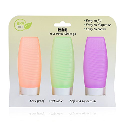 Elit 3-Pack Leakproof Refillable Silicone Travel Bottles (2.5 oz, 78 ml)