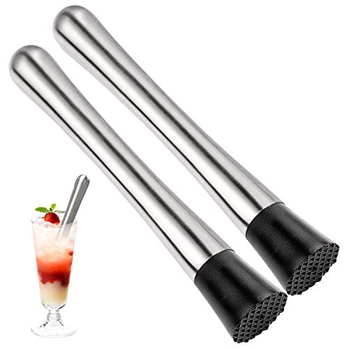 2PCS Muddler Bar Tool & Stainless Steel Cocktail Muddler 8' Long.