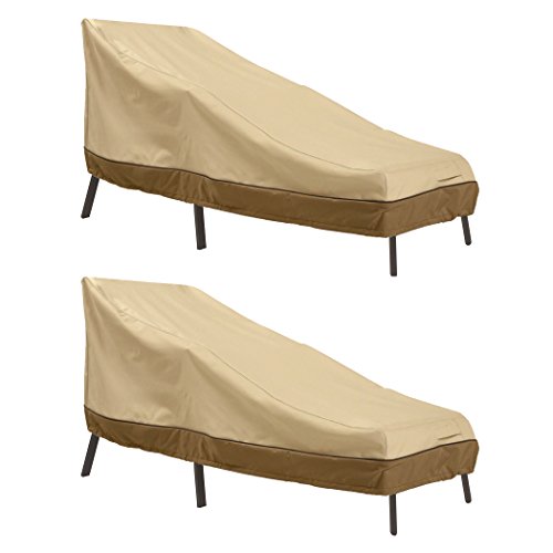 Classic Accessories Veranda Water-Resistant 66 Inch Patio Chaise Lounge Cover, 2 Pack