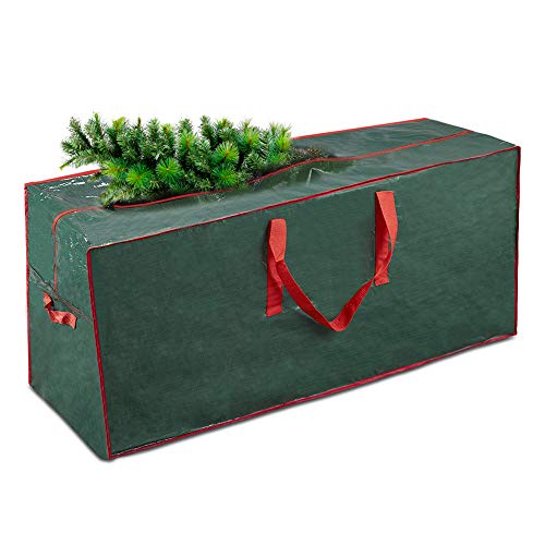 Artificial Tree Storage Bag By Propik | Perfect for Up to 9’ Tall Disassembled Tree | 65” X 15” X 30” Holiday Tree Storage Case | Xmas Storage Container with Handles and Sleek Zipper (Green)