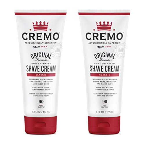 Cremo Barber Grade Original Shave Cream, Astonishingly Superior Ultra-Slick Shaving Cream Fights Nicks, Cuts and Razor Burn, 6 Oz (2-Pack)