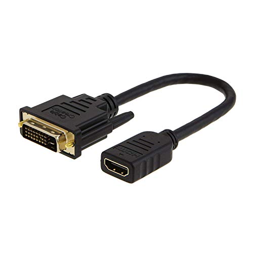 HDMI to DVI Cable, CableCreation Bi-Directional HDMI Female to DVI-D(24+1) Male Adapter, 1080P DVI to HDMI Conveter, 3D, 0.15M Black