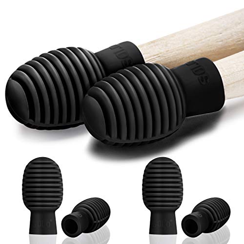4 Pieces Drum Mute Drum Dampener Silicone Drumstick Silent Practice Tips Percussion Accessory Mute Replacement Musical Instruments Accessory (Black)