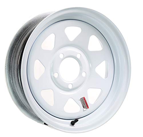 Trailer Wheel Rim 14x6 14 in. 5 Bolt Hole 4.5 in. OC White Steel Spoke