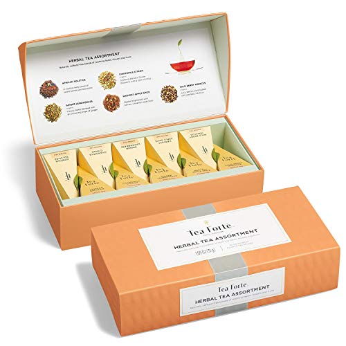 Tea Forte Petite Presentation Box Sampler with 10 Handcrafted Pyramid Tea Infusers, Herbal Tea Assortment