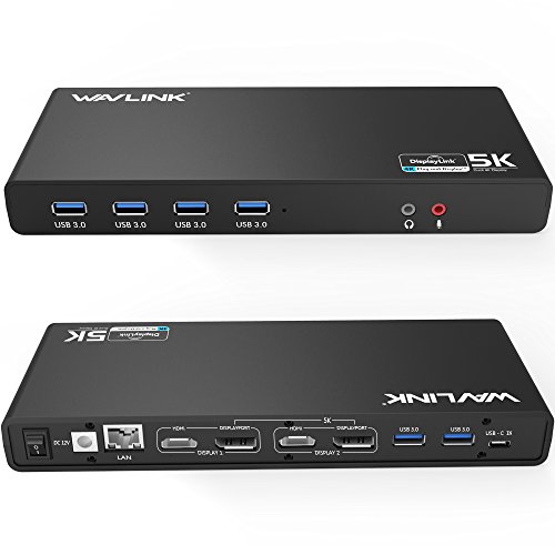 WAVLINK USB 3.0 Universal Laptop Docking Station,USB C to 5K/ Dual 4K @60Hz Video Outputs Dual Monitor for Windows,(2 HDMI & 2 DP, Gigabit Ethernet, 6 USB 3.0, ) DL6950-PD Function Not Supported