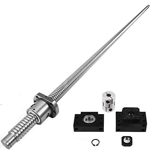 Mophorn Ballscrew Anti-Backlash RM2505-1800mm-C7 Ball Screws with A Ball Nut and End Machine + BK and BF20 End Support Bearing for CNC Route Grinding Machine Ballscrew Overall Length 1800mm