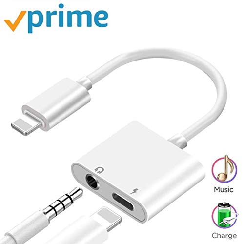 for iPhone Headphone Adapter Dongle Charger Jack AUX Audio 3.5 mm with iPhone 12/ 7/7Plus/8/8Plus/X/XS/XR/10/XS 11 MAX Accessory Compatible All iOS Systems