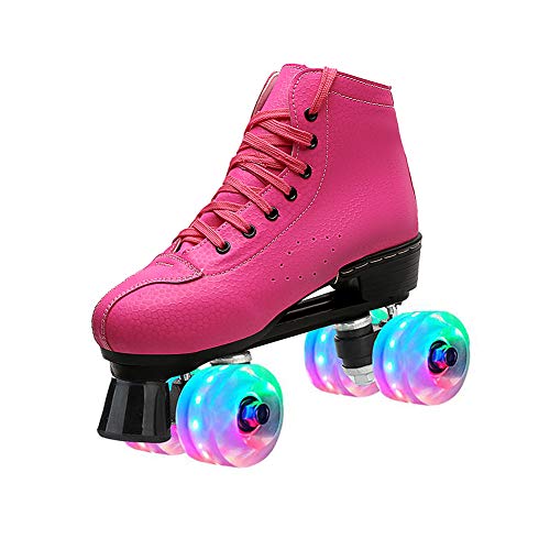 MSMAX Women's Quad Roller Skates Indoor Outdoor Speed Skate for Men,Rose 8 M US Women