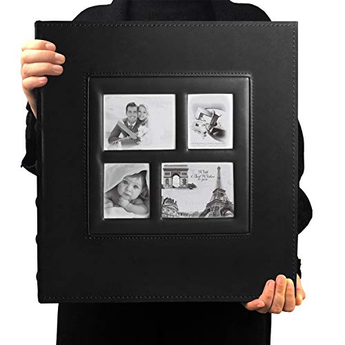 RECUTMS Photos Book Album 4×6 Hold 500 Pockets Leather Cover 3-Ring Binder Family Picture Album for Family Wedding Anniversary Baby Vacation Daughter Gift(Black)