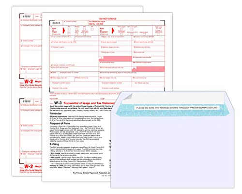 (2020) W-2 Tax Forms (6-Part) Kit for 25 Employees with Self Seal Envelopes Designed for QuickBooks and Accounting Software