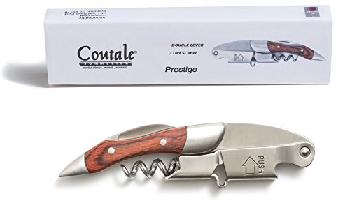 Prestige Waiters Corkscrew By Coutale Sommelier - Rosewood - French Patented Spring-Loaded Double Lever Wine Bottle Opener for Bartenders and Gifts