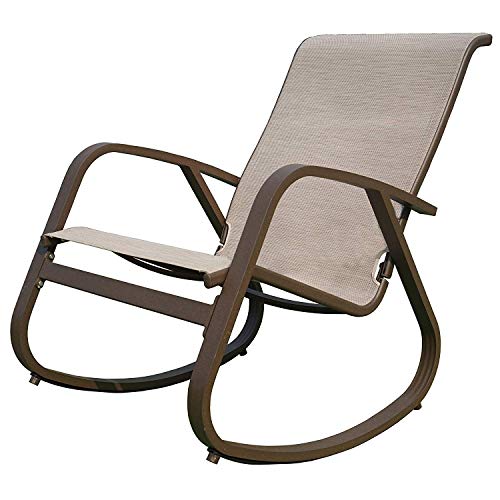 Kozyard Outdoor Contemporary Patio Rocking Sling Chair with Powder Coated Aluminum Frame and Weather Resistant and Breathable Mesh Fabric, Perfect for Patio, Porch, Yard, Garden