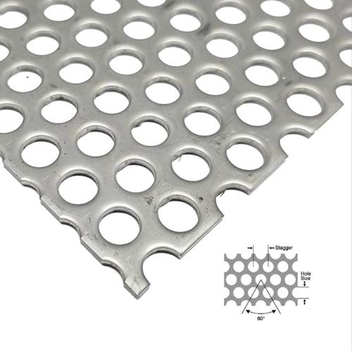 304 Stainless Steel Perforated Sheet Perforated Metal Sheet Hole Size 0.11inch 11.8inchx11.8inch Stagger 0.18inch Hole Thickness 0.035inch