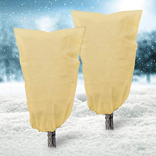 Deyard 2Pack Plant Freeze Protection Covers, Winter Plant Frost Cover Blanket Jacket for Plants Trees Shrub with Drawstring, Upgraded Thickness Plant Cover for Winter (47.24'×70.87')