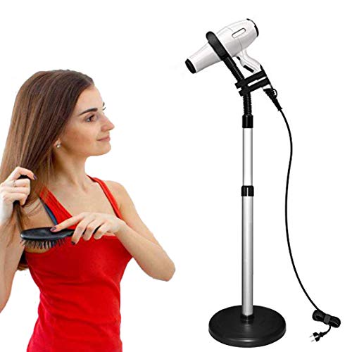 CHRUNONE Hair Dryer Stand, 360 Degree Rotating Lazy Hair Dryer Stand Hand Free With Heavy Base, Hands-Free Blow Dryer Holder Countertop, Adjustable Height Hair Dryer Holder