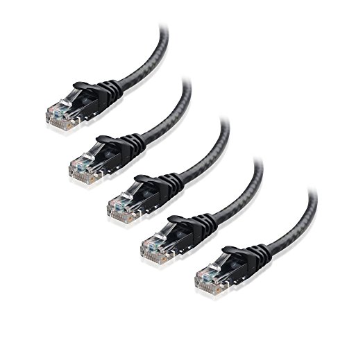 Cable Matters 5-Pack Snagless Cat6 Ethernet Cable (Cat6 Cable, Cat 6 Cable) in Black 10 ft