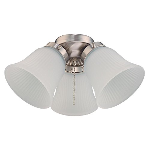 Westinghouse Lighting 7784900 Three LED Cluster Ceiling Fan Light Kit, Brushed Nickel Finish with Frosted Ribbed Glass, White