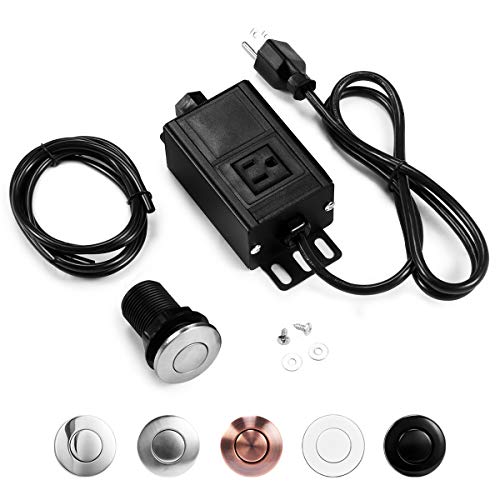 Sink Top Air Switch Kit Air Button for Garbage Disposal with Aluminum Alloy Power Module (SHORT BRUSHED STAINLESS STEEL BUTTON) by CLEESINK