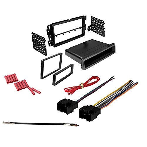 CACHÉ KIT804 Bundle with Car Stereo Installation Kit for 2007 – 2013 GMC Sierra – in Dash Mounting Kit, Harness, Antenna Adapter for Double or Single Din Radio Receivers (4 Item)