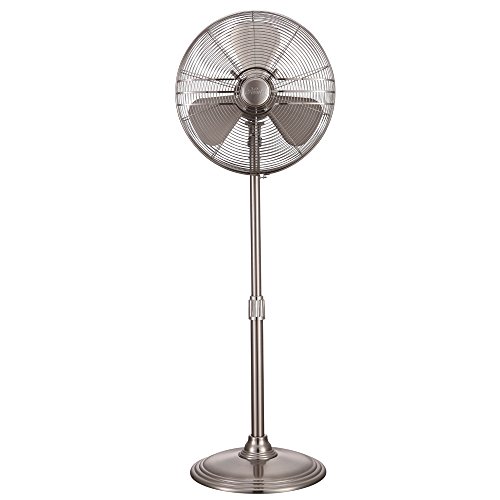 Hunter 90438 16” RETRO Stand Fan with Brushed Nickel Finish