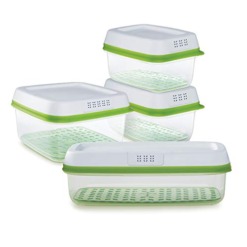 Rubbermaid FreshWorks Produce Saver Food Storage Containers, 8-Piece, Clear