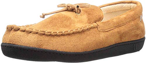 isotoner Microsuede Moccasin Whipstitch Slippers, Buckskin, X-Large