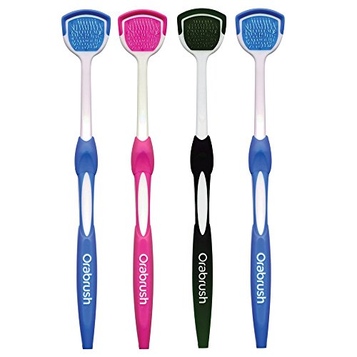 Orabrush Tongue Scraper, Tongue Cleaner Helps Fight Bad Breath, 4 Tongue Scrapers