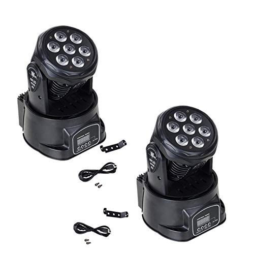 XPC DMX-512 Stage Lighting Mini Moving Head Light 4 In 1 RGBW LED PAR Light Lighting Strobe Professional 9/14 Channels 100W AC 100-240V Sound Active for KTV Club Bar Party Disco DJ Show Bands (2PCS) …