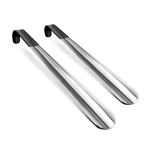 ZOMAKE Long Handled Shoe Horn Stainless Steel Shoehorn for Boots 2 Pack