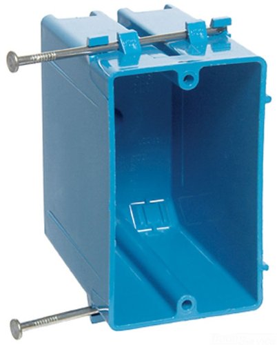 Carlon B122A-UPC Switch/Outlet Box, New Work, 1 Gang, 3-3/4-Inch Length by 2-1/4-Inch Width by 3-1/2-Inch Depth, Blue