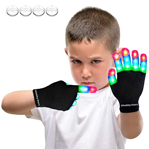 LED Flashing Finger Lighting Gloves, Colorful Light Up Toys with Extra Batteries for Kids 3 4 5 6 7 8 9 10 Years Old,Camping Outdoor Games Dark Party Favors Sensory Glow Toys, Best Gift for Christmas