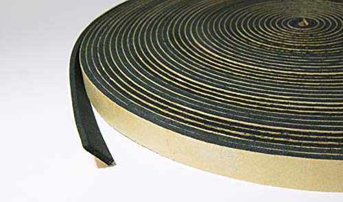 Neoprene Foam Weather Seal High Density Stripping with Adhesive Backing 1/2 Inch Wide 1/8 Inch Thick 50 Feet Long