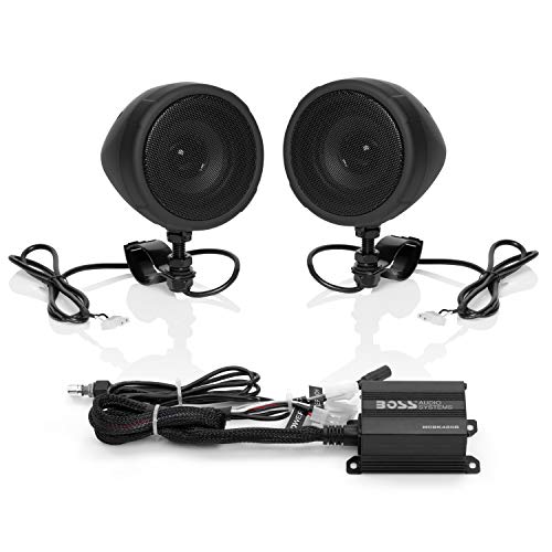 Boss Audio Systems MCBK420B Motorcycle Bluetooth Speaker System - Class D Compact Amplifier, 3 Inch Weatherproof Speakers, Volume Control, Great for Use with ATVs/Motorcycles, 12 Volt Vehicles