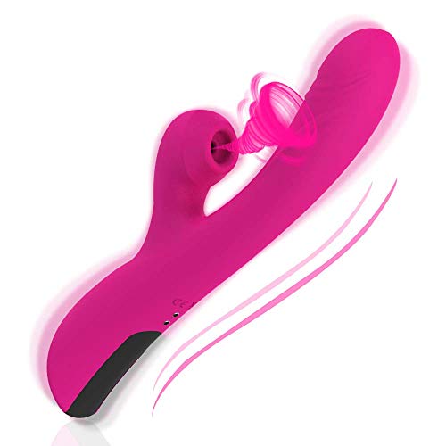 G Spot Rabbit Vibrator with Clitoral Sucking, Clit Dildo Vibrators Stimulator with 3 Vibration & 7 Suction Modes Dual Motor Waterproof Sex Toys for Women-EFKU